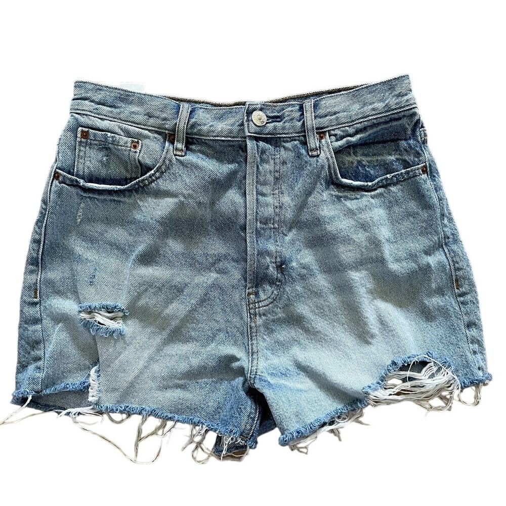 Pacsun Ultra High Rise Vintage Shorts Light-wash Distressed size 28